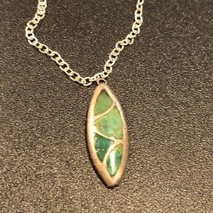 Genuine Inlaid Turquoise and Sterling Pendant